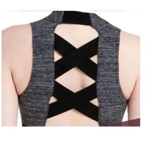 Calving Klein Performance Womens Crisscross Heathered Sports Bra